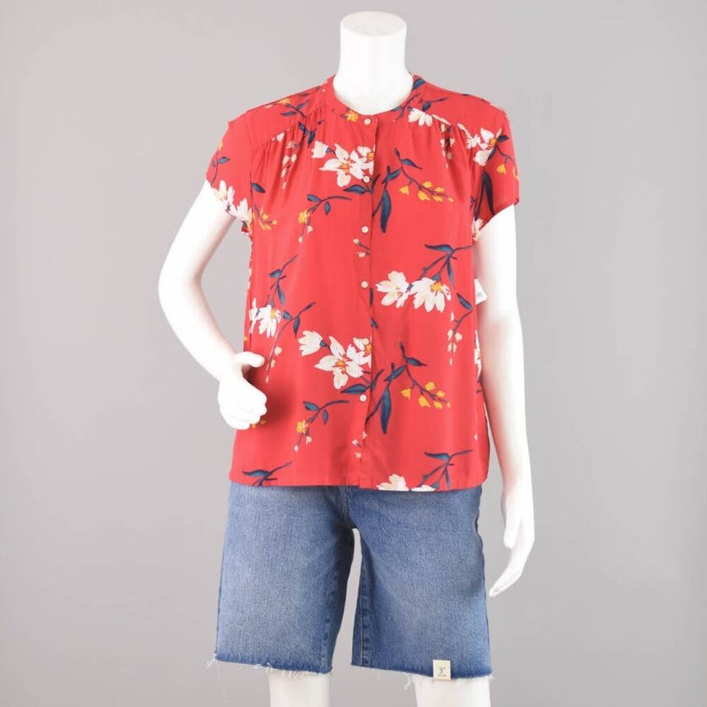 Old Navy Red Floral Button Down Blouse, Women's Small